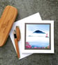 Open Occasion Card Of Ailsa Craig Scotland And Sea Pink  Blank Inside - Image 2
