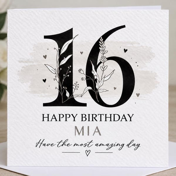 Personalised 16th Birthday Card For Her Daughter Sister Friend Niece