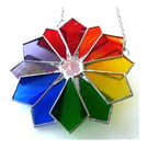 Rainbow Windmill Stained Glass Suncatcher Abstract 007