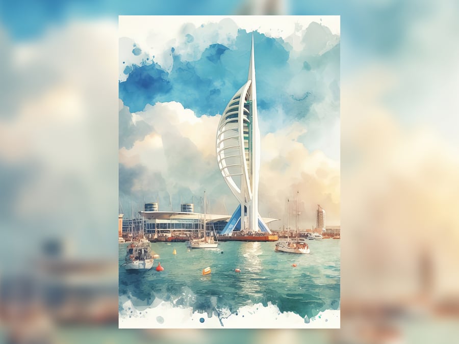 Spinnaker Tower Portsmouth Art Print 5x7 - Nautical Landscape Decor