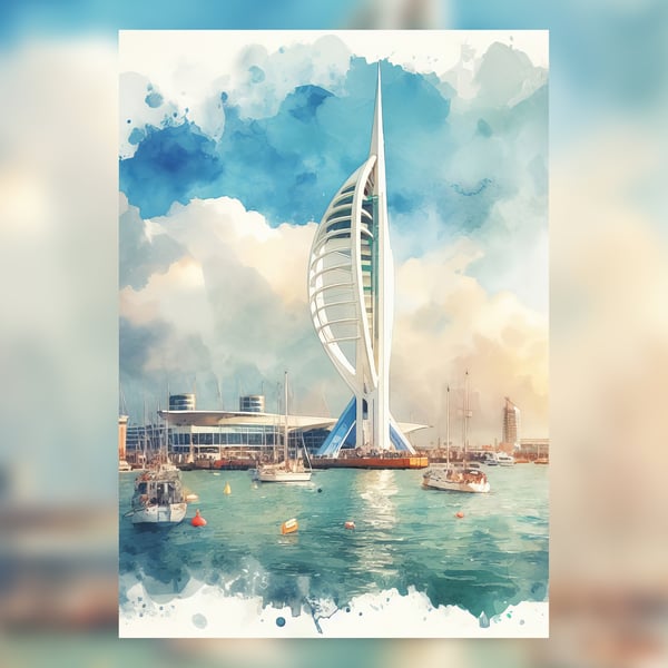Spinnaker Tower Portsmouth Art Print 5x7 - Nautical Landscape Decor