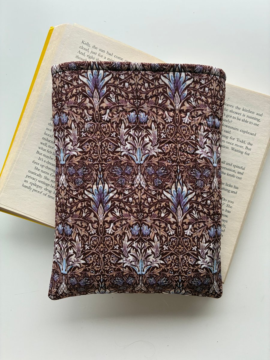 William Morris Snakehead Print Quilted Fabric  Book Sleeve Paperback size