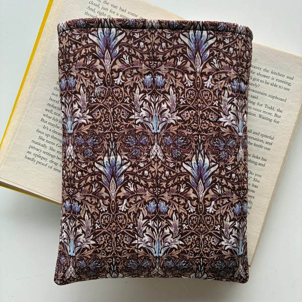 William Morris Snakehead Print Quilted Fabric  Book Sleeve Paperback size