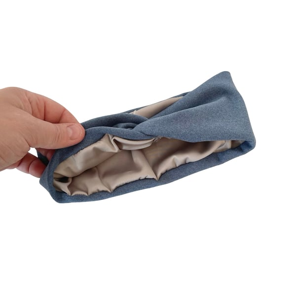 Satin Lined Twist Headband, Frizz Free Hair Brushed Knit Jersey Headwrap Women