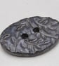 Large Black Ice Sprig Oval Handmade Ceramic Button - Image 2