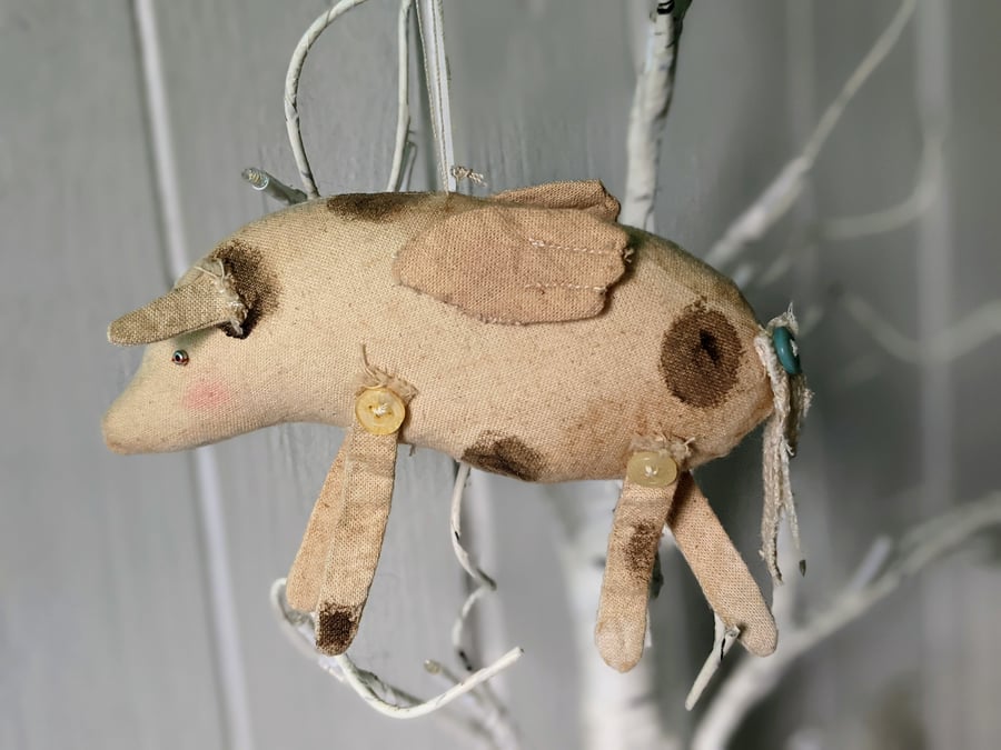 Handmade primitive fairy Piggy