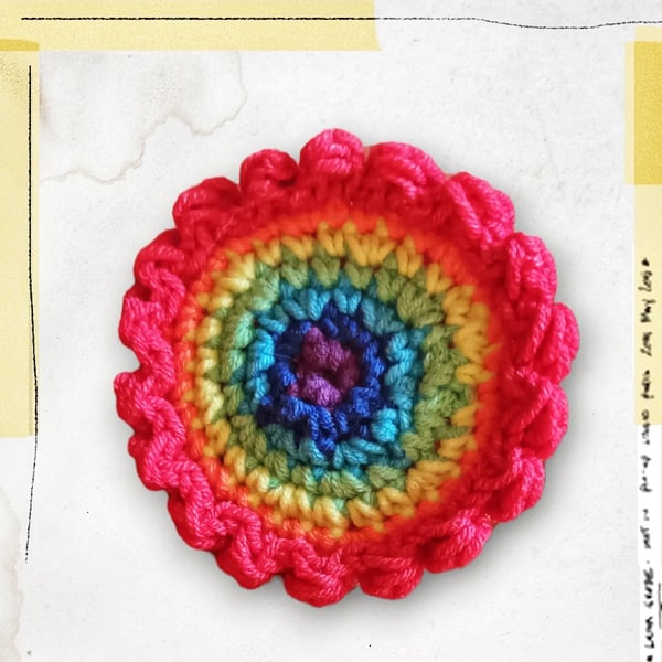 crochet rainbow, pride, brooch, applique