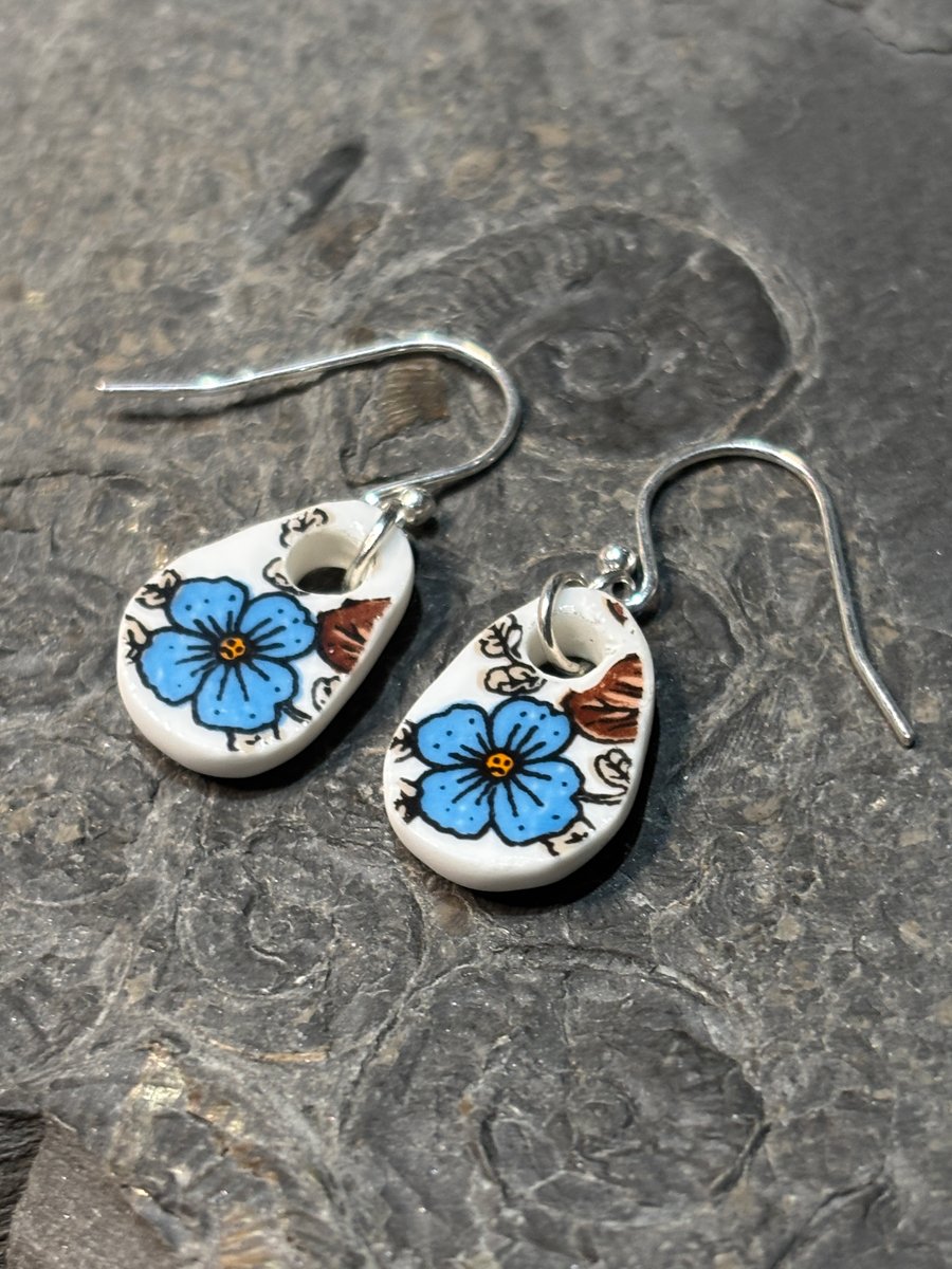 Handcrafted Ceramic Earrings, One of a Kind, Sterling Silver Eco Friendly Gifts.