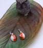 Coral and White Fused Glass French Drop Earrings and Pendant Set - Image 6