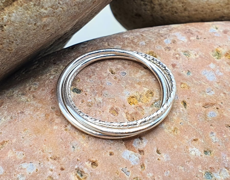 Trinity Rolling Ring in Sterling Silver, Interlocking Ring