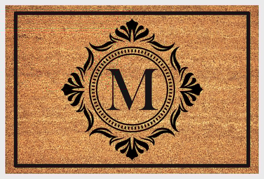 M Letter Door Mat - Monogram Letter M Welcome Mat - 3 Sizes