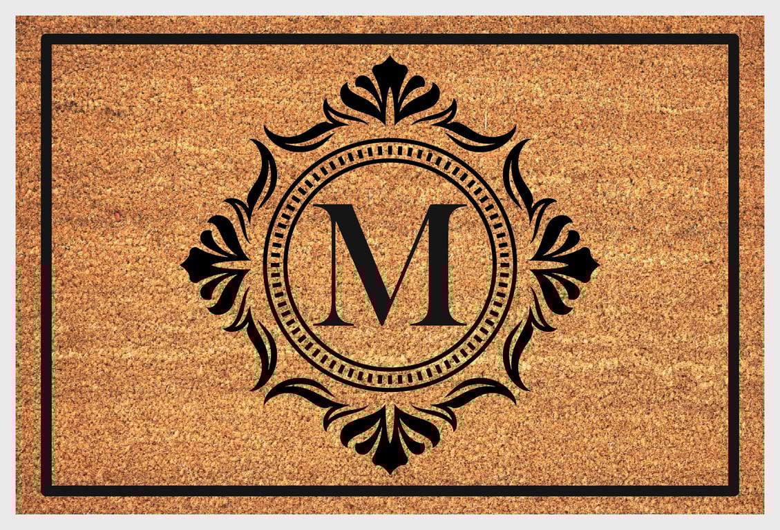 M Letter Door Mat - Monogram Letter M Welcome Mat - 3 Sizes