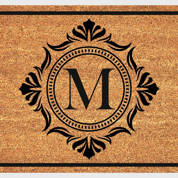 M Letter Door Mat - Monogram Letter M Welcome Mat - 3 Sizes