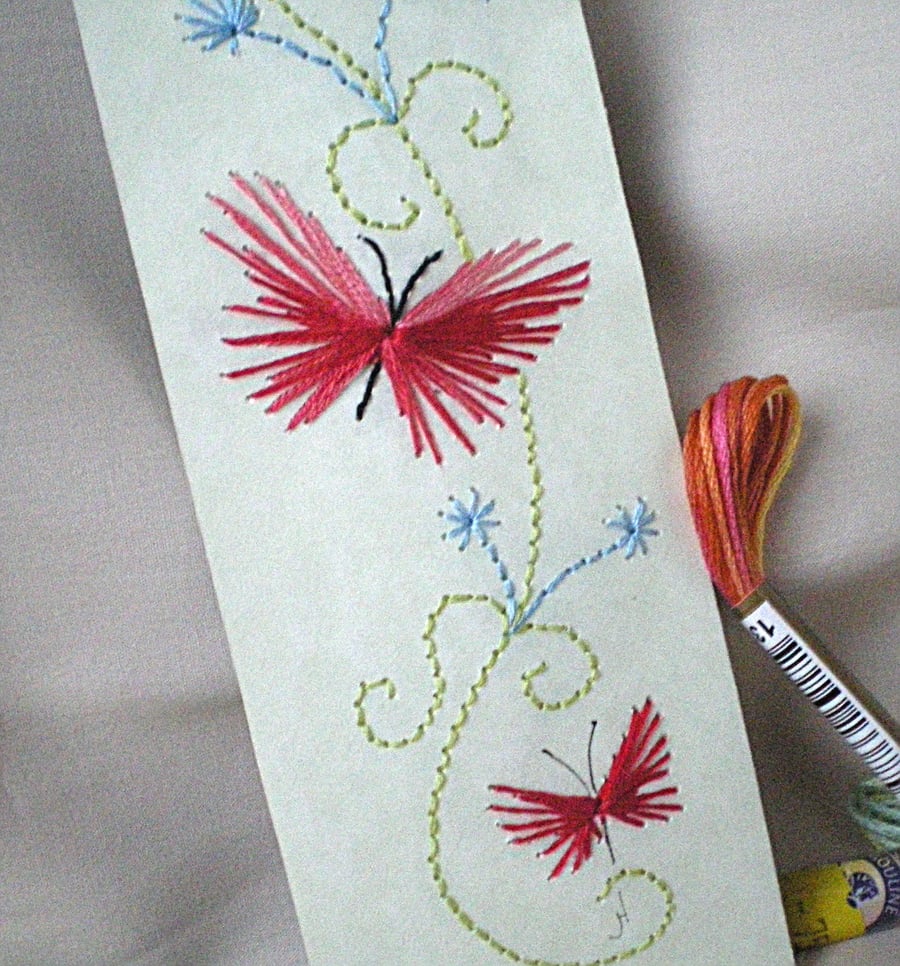 Book mark,Embroidered book mark,Embroidery,Book worms, 
