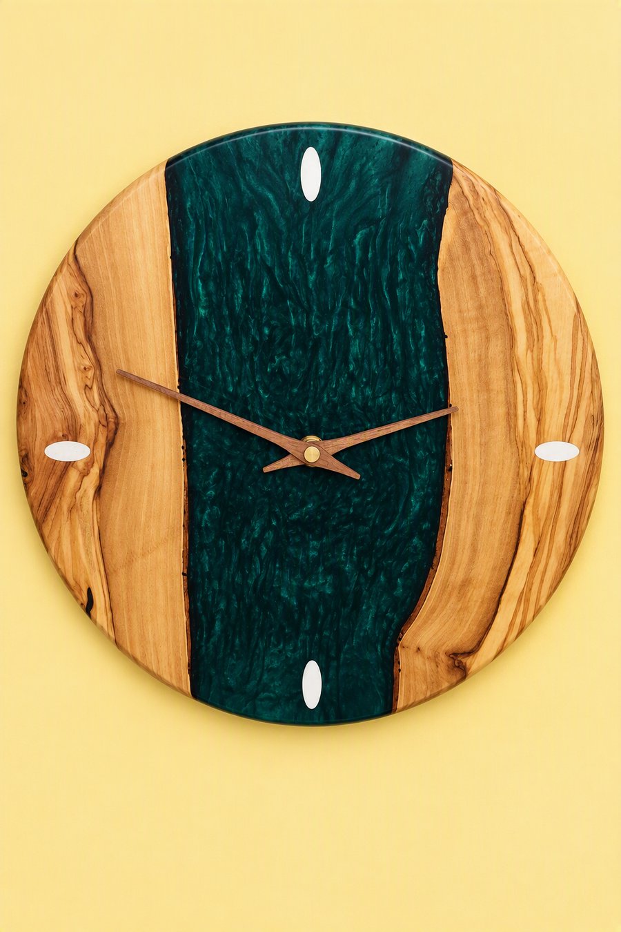 Olive and resin wall clock