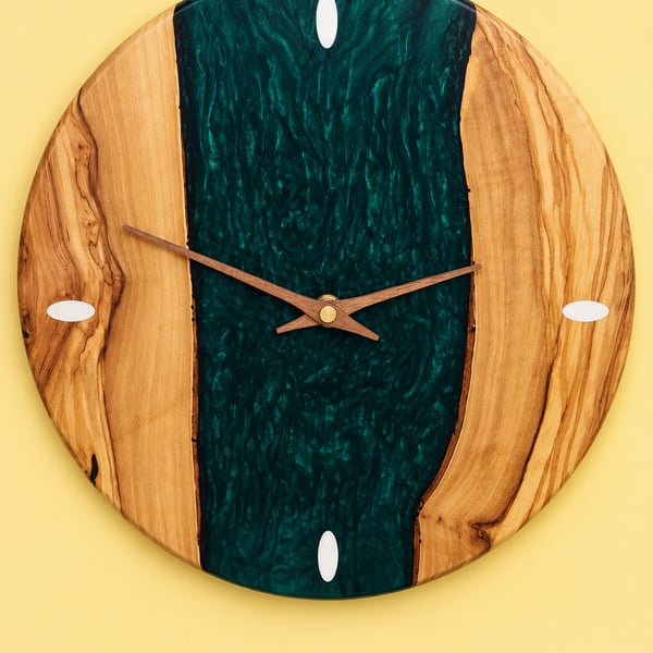 Olive and resin wall clock