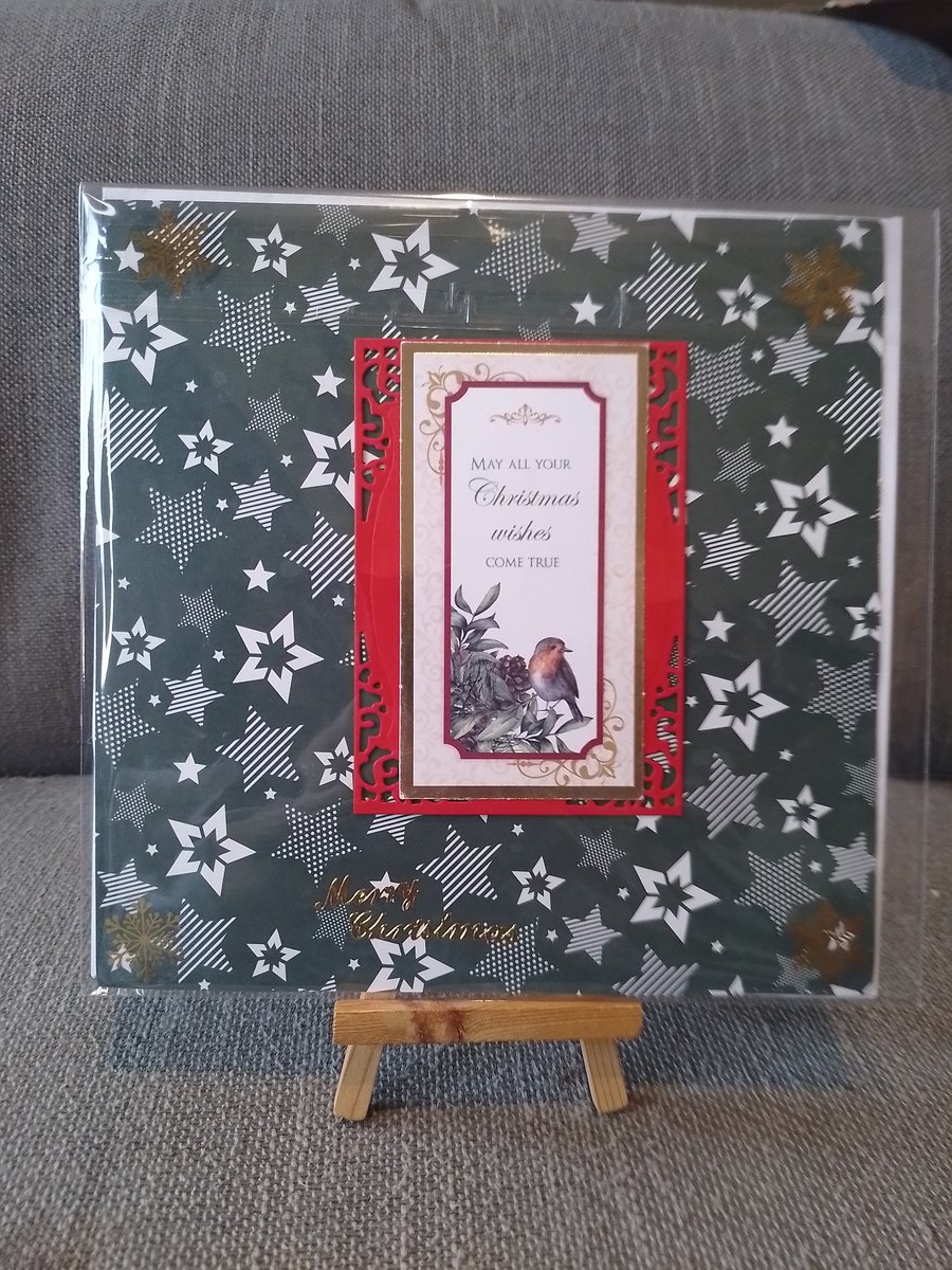 A robin on mistletoe handmade card