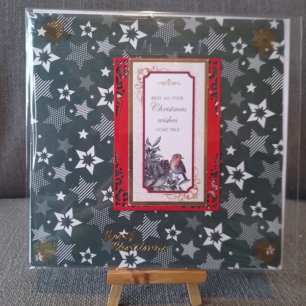 A robin on mistletoe handmade card