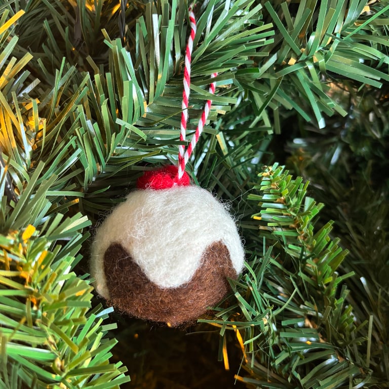 Small Needlefelted Wool Christmas Pudding Bauble