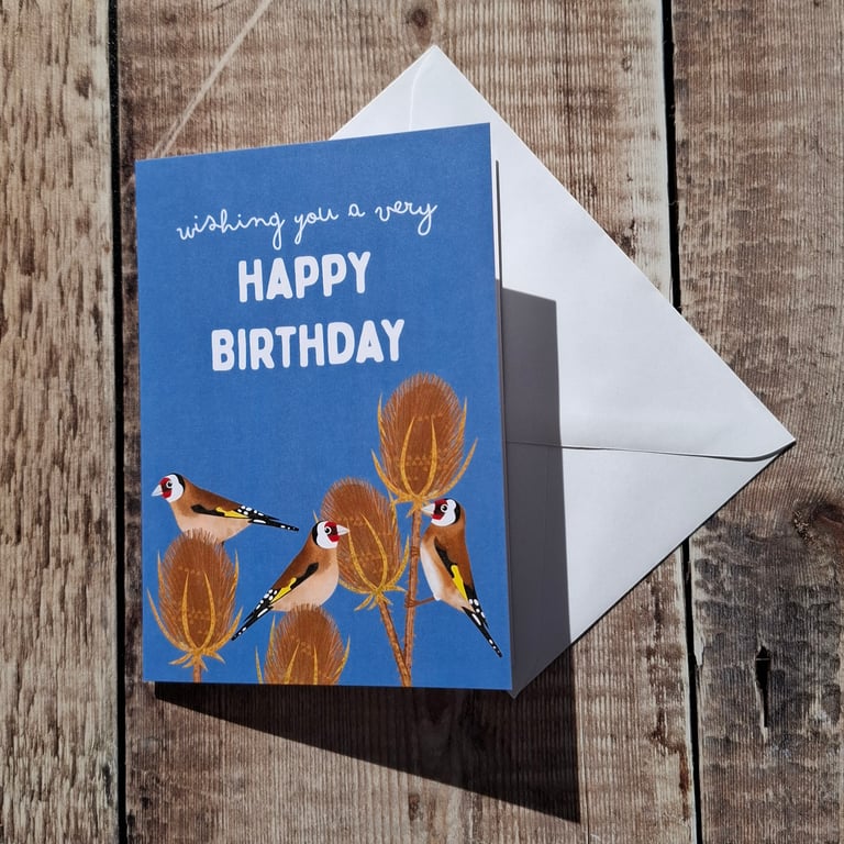 Goldfinches Happy Birthday Greeting Card