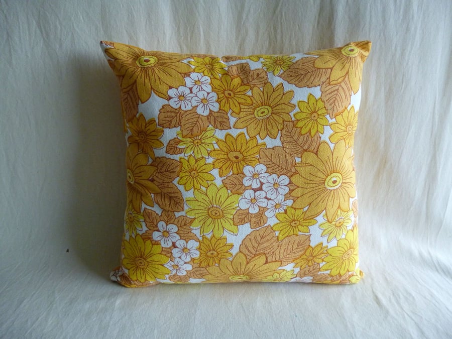 1970s vintage bright flowers cushion cover