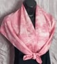 Pure Silk Large Square Scarf in Pink and White - Image 7