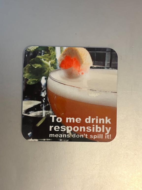 Drink Responsibly 9.5cm cork backed coaster 