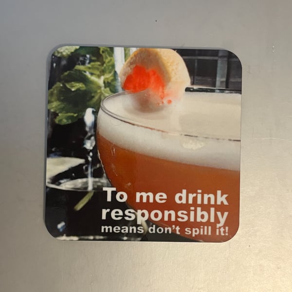 Drink Responsibly 9.5cm cork backed coaster 