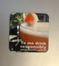 Drink Responsibly 9.5cm cork backed coaster 
