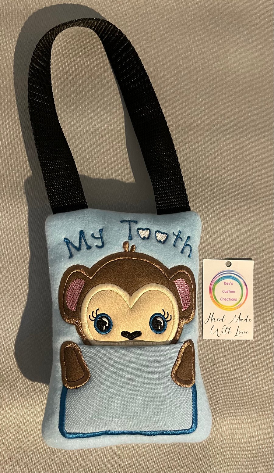 Tooth fairy Pillow, Embroidered Monkey