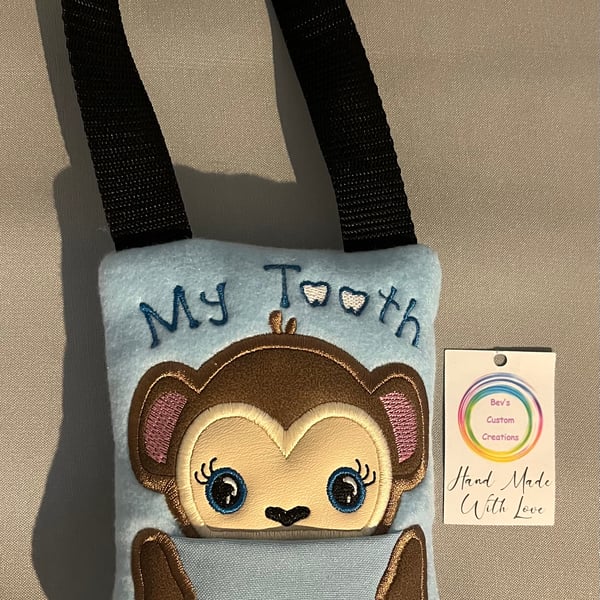  Tooth fairy Pillow, Embroidered Monkey