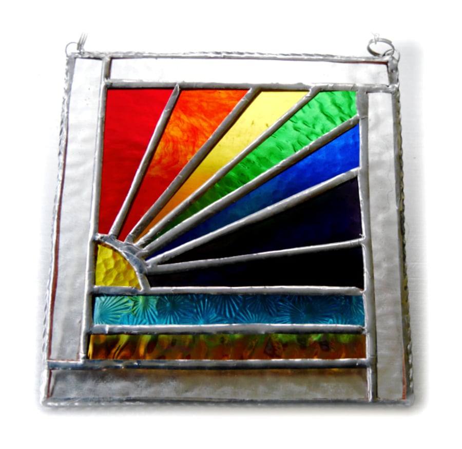 Rainbow Beach Stained Glass Suncatcher Handmade 020