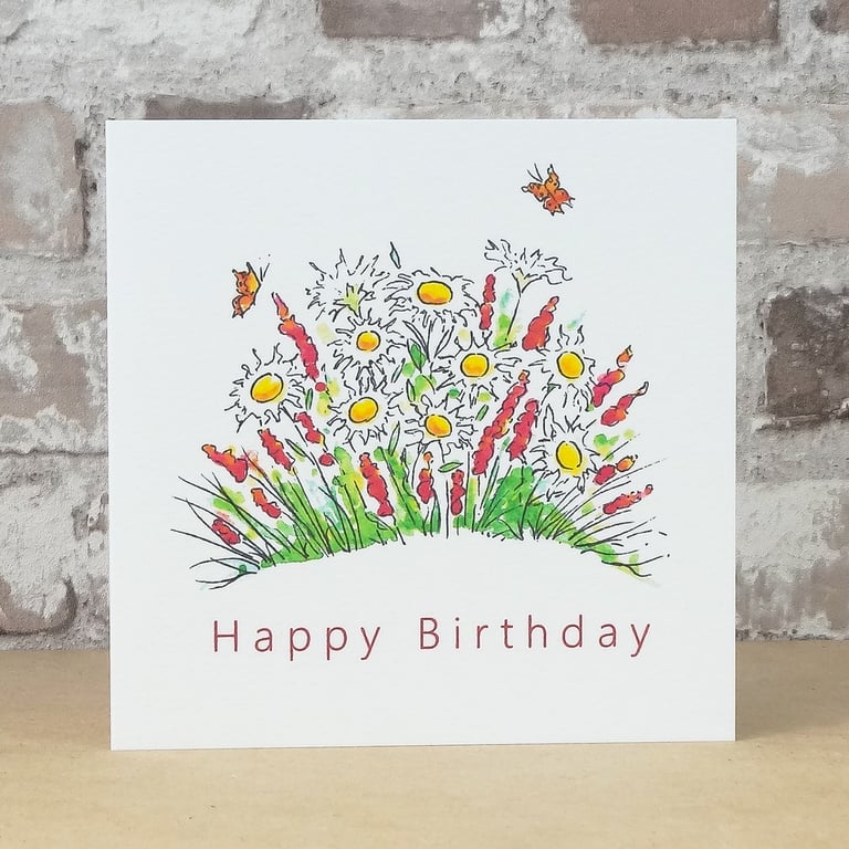 Birthday Card Daisy Garden 