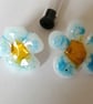Fused Glass Forget-me-not flower stud earrings - Image 1