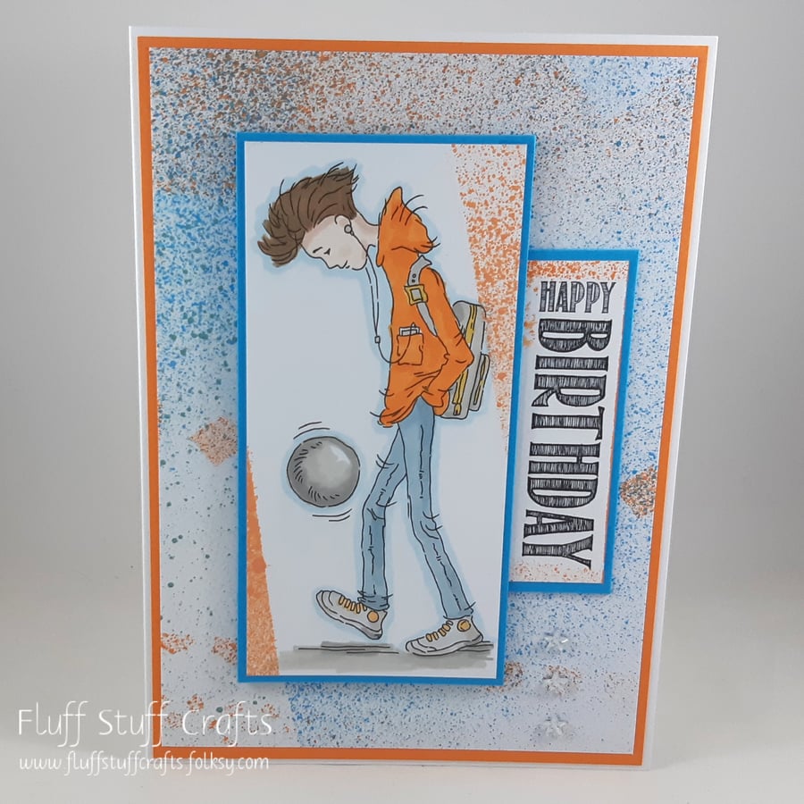 Handmade teenager birthday card - football