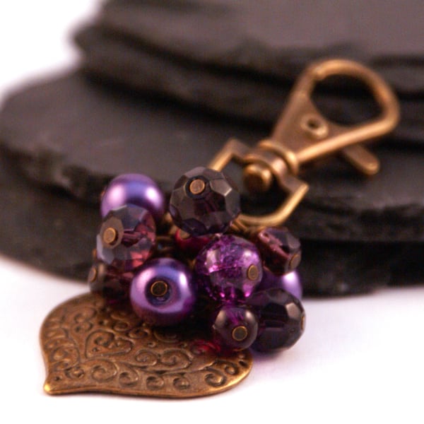 Purple Heart Bag Charm