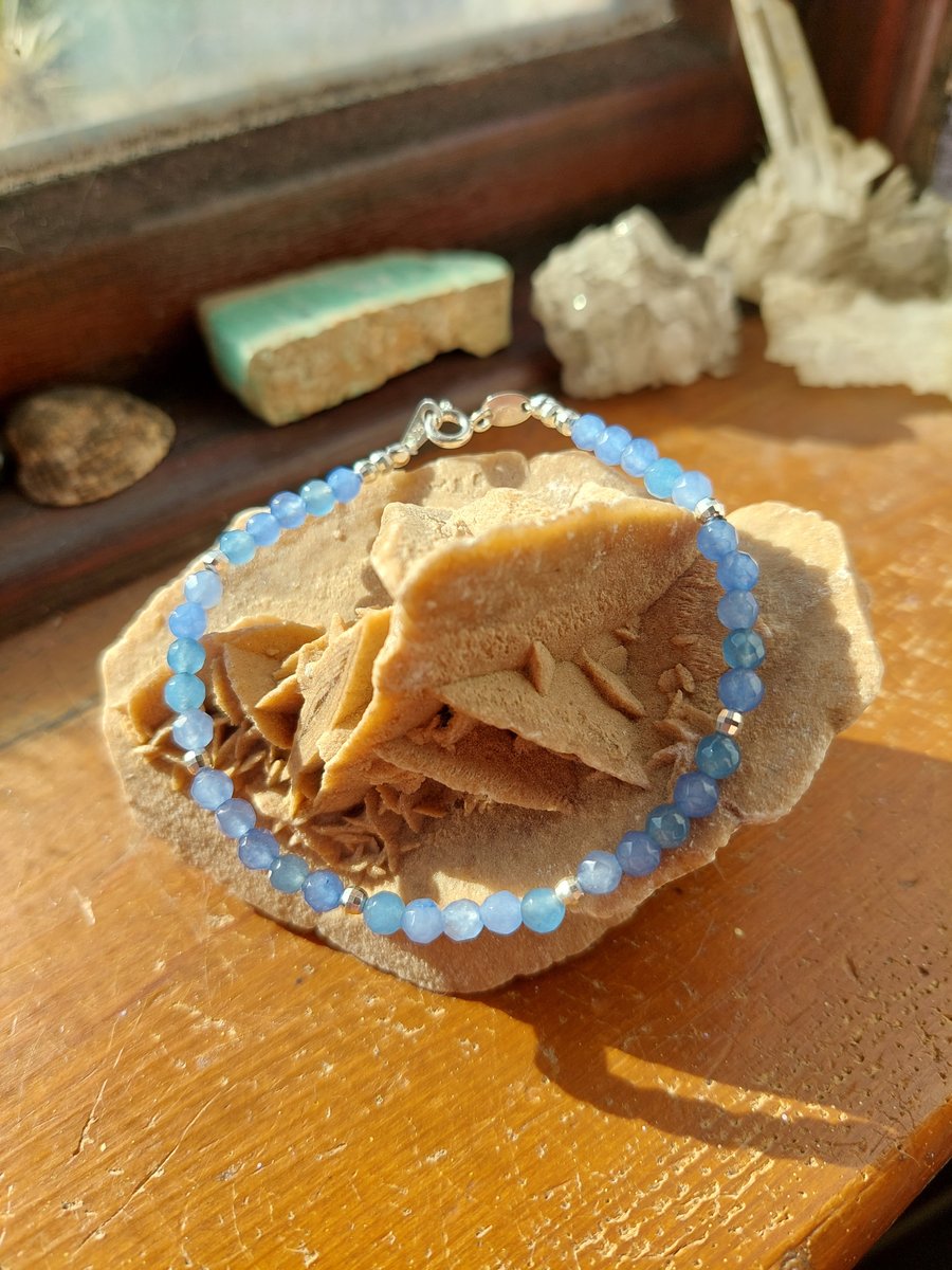 Light Blue Quartzite & Sterling Silver Bracelet with Your Choice of Charm