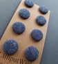 Set of eight scrap bag buttons - in blue and white woven fabric - Image 4