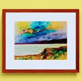 "Cornwall memories"  original watercolour, abstract seascape art 