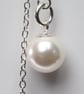 Sterling Silver Pearly Drop Threader Earrings - Image 2