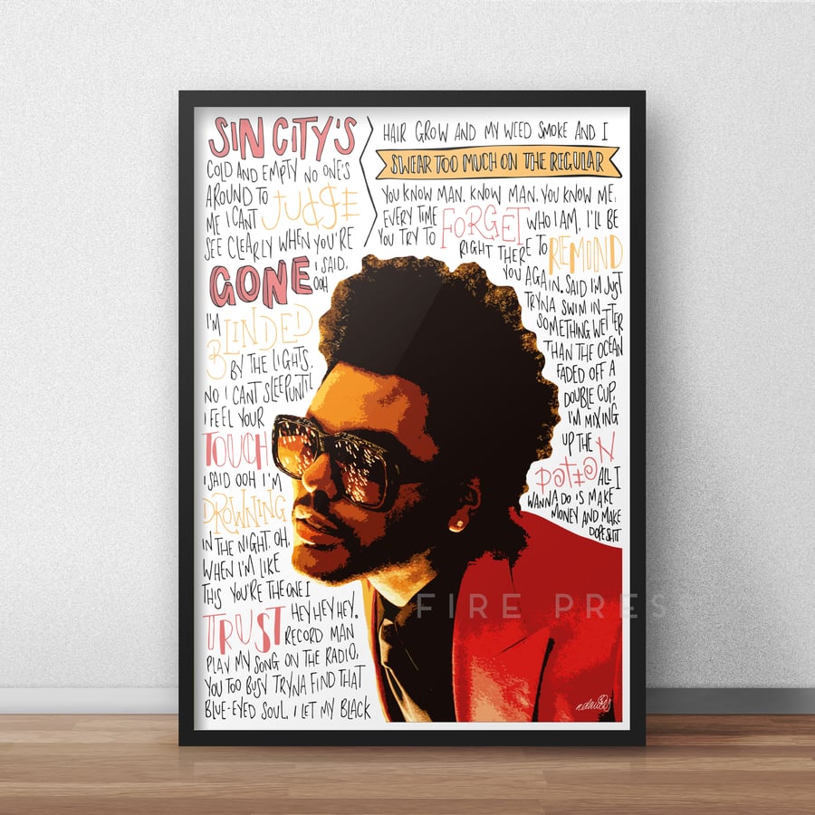 The Weeknd INSPIRED Poster, Print, Blinding Lights Lyrics