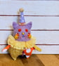 Miniature Needlefelted Kitty Clown Art Doll Orange Yellow