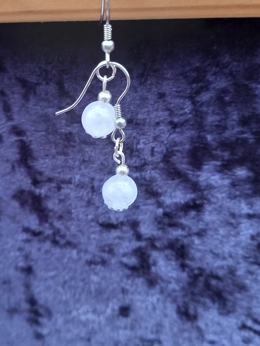 Rose quartz crystal earrings 