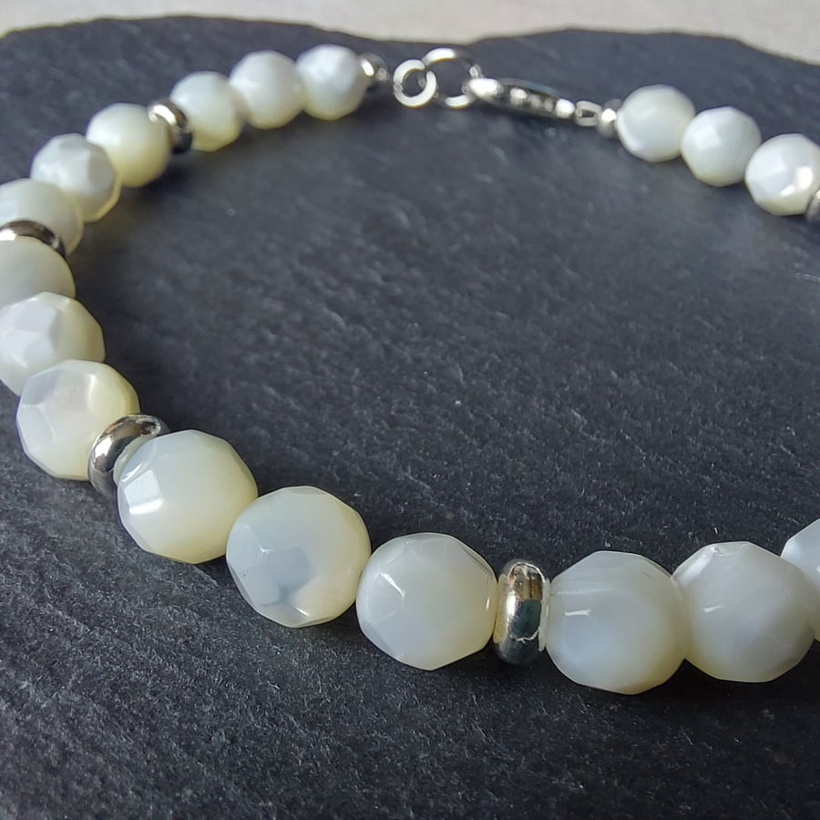 Faceted Shell Bead Bracelet