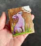 Hand Painted Reclaimed Mini Whisky Barrel Stave - Moongazing Hare