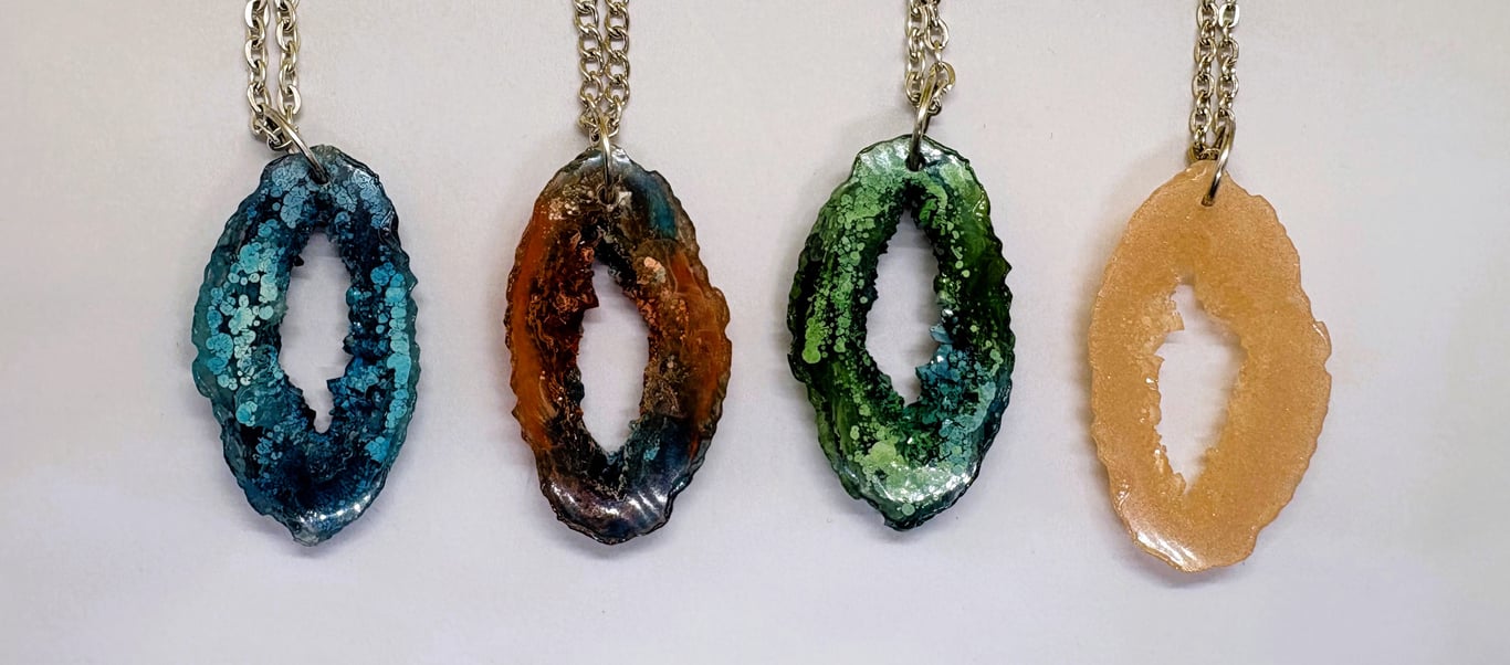 Resin Geode pendants