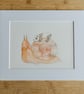 Watercolour Teddy Bear Illustration - Taking It Slow - Snail and Panda  - Image 1