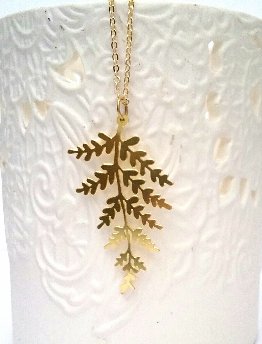 Brass Fern Necklace 
