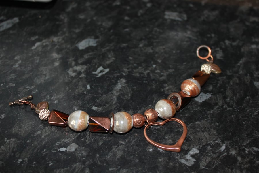 Handmade bead & charm small bracelet with heart