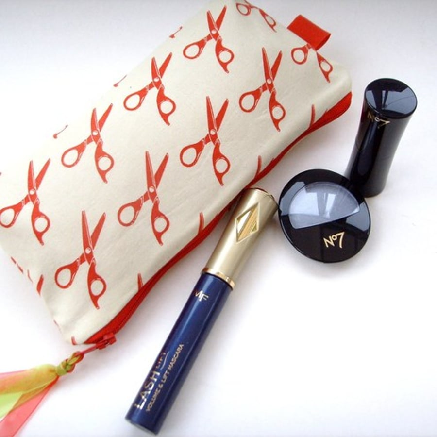 Little Red Scissors Make up bag / Pencil Case